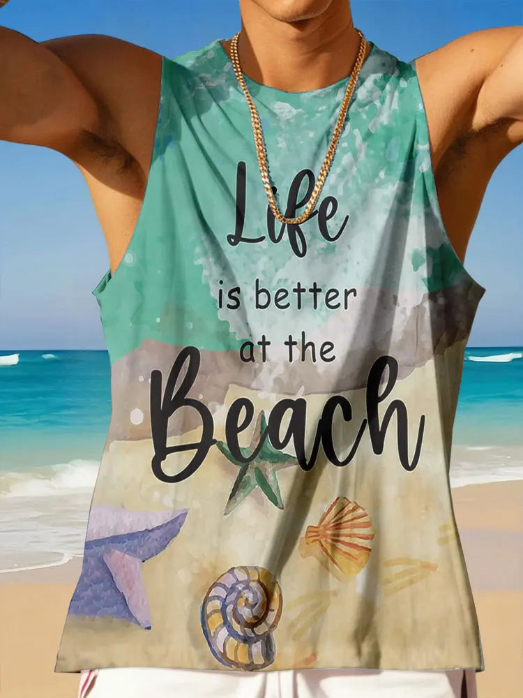 Stylish Hawaiian Tank Tops For Men Sleeveless Summer Casual Men's T-shirts Outdoor Beach Men's Loose Tank Tops 3D Printing