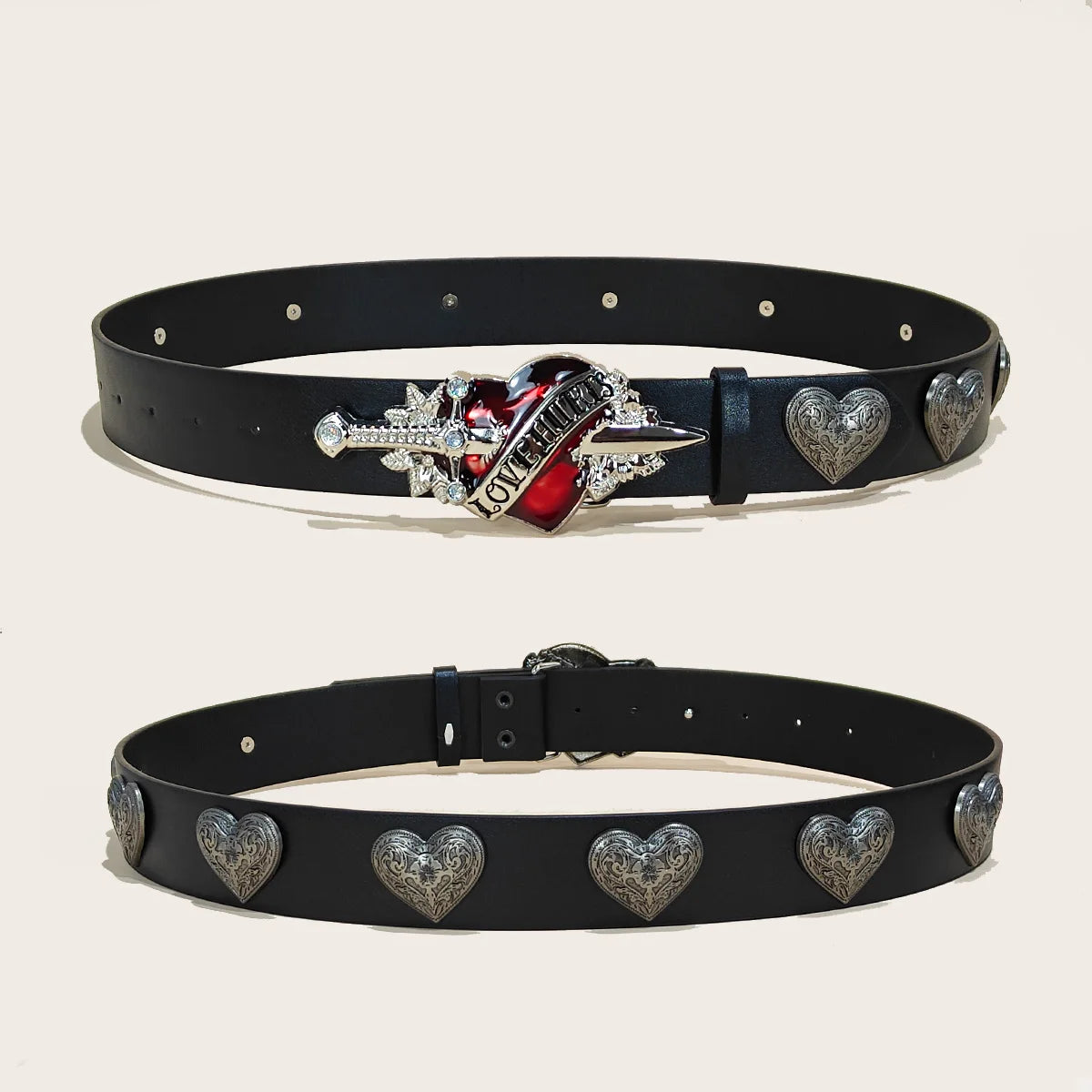 PENDRA Noraessa Leather Heart Buckle Love Heart Designer Belt