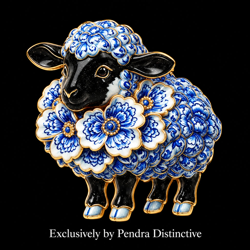 PENDRA Meadow 6-Color Floral Sheep Animal Brooch