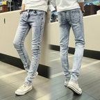 New Youths Men's Summer Jeans Stylish and Durable Trendy Denim Pants Korean Style Men's Slim Fit Cowboy Solid Denim Pants