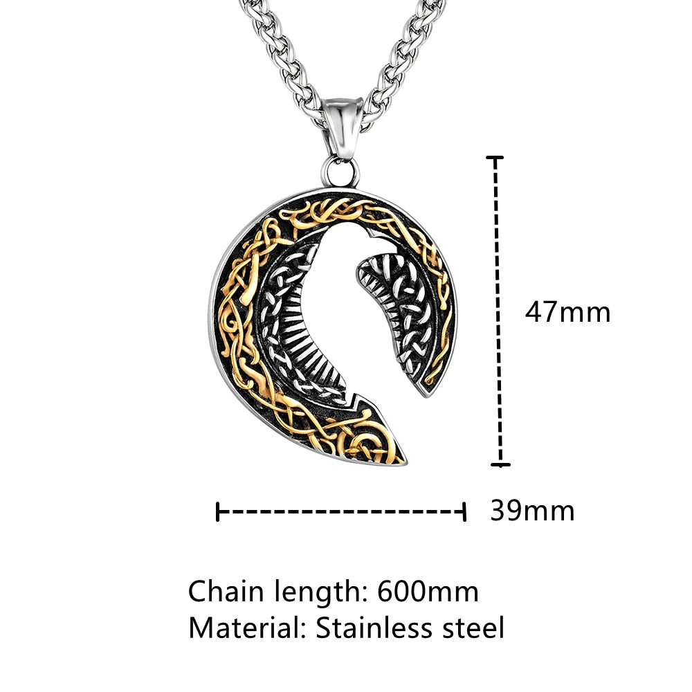 PENDRA Celtic Knot Rune Crow Necklace