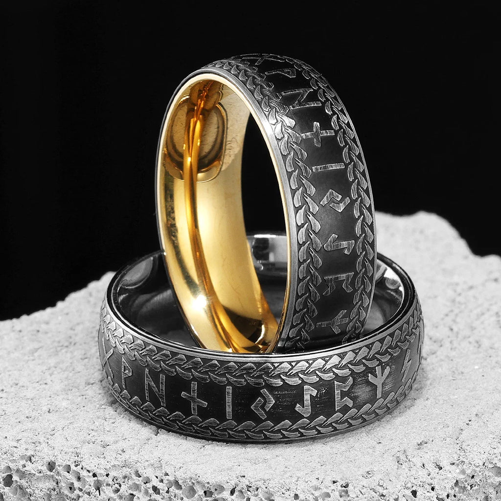 PENDRA Runes Boyfriend Biker Steel Ring