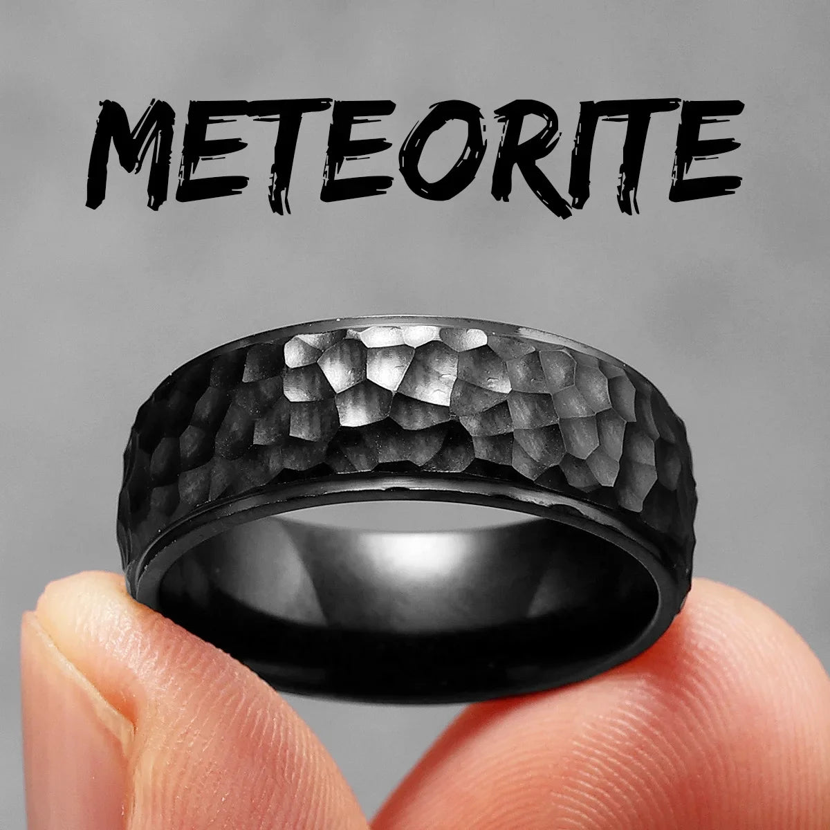 Beat Forging Meteorite Men Rings Stainless Steel Retro Punk Rock Simple Women Jewelry Fashion Accessories Gift Wholesale