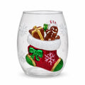 Hand Painted Christmas Whiskey Glass Santa Reindeer Snowman Tree Decorative Drinking Cup Holiday Party Barware