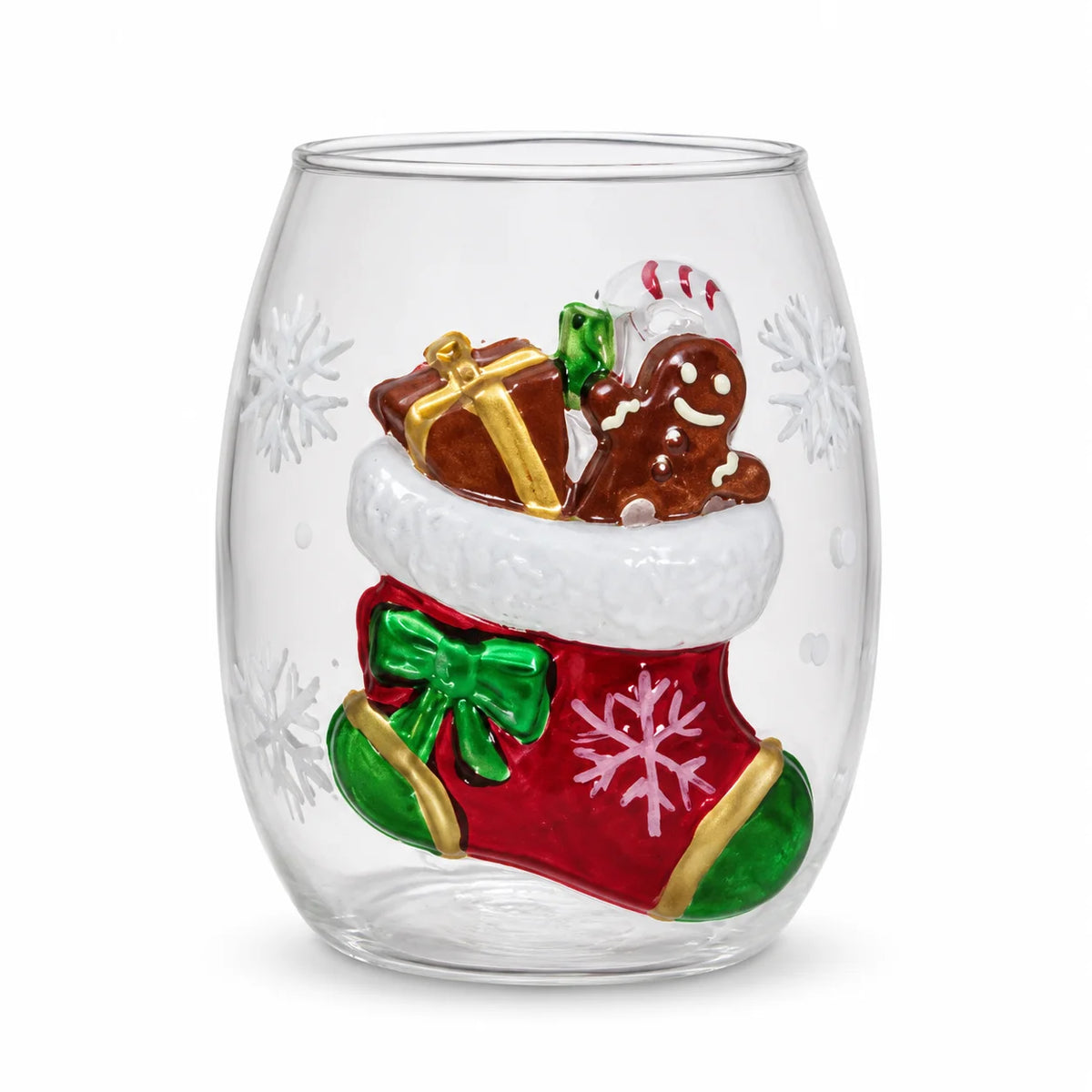 Hand Painted Christmas Whiskey Glass Santa Reindeer Snowman Tree Decorative Drinking Cup Holiday Party Barware