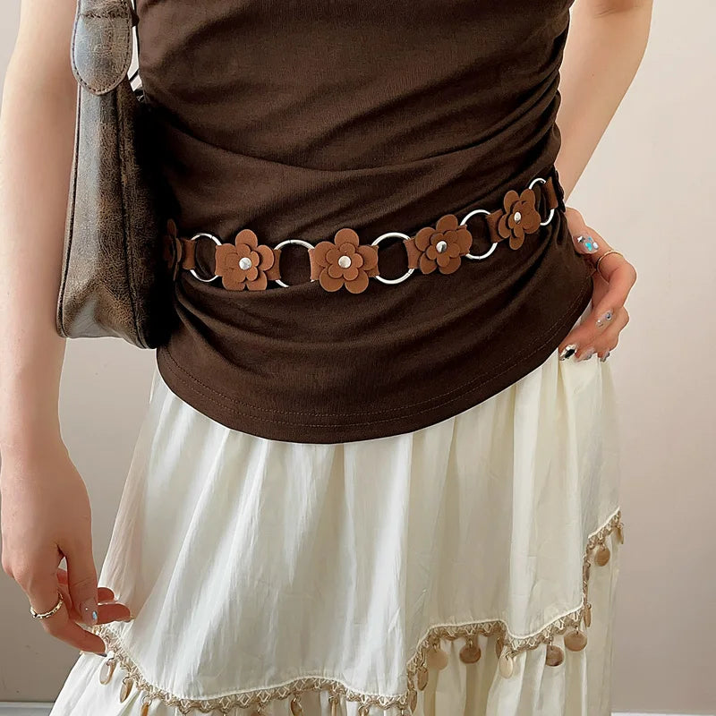 PENDRA Koralia Floral Boho Waist Chain Belt