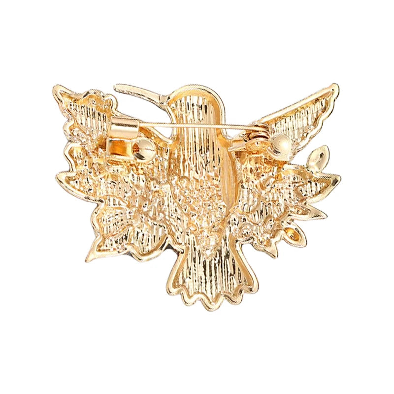 PENDRA Floral Hummingbird Rhinestone Brooch
