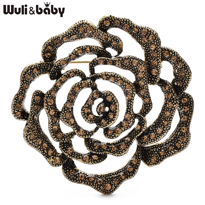 PENDRA Rosette Hollow-Out Rose Flower Brooch