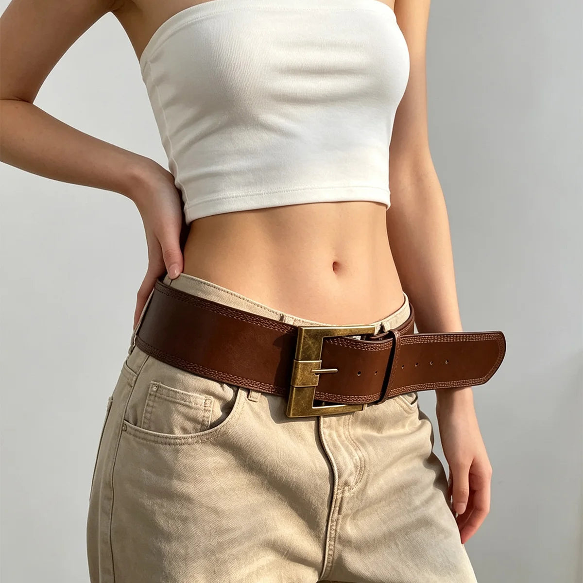 PENDRA Jadeellea Leather Rivet Studded Designer Corset Belt