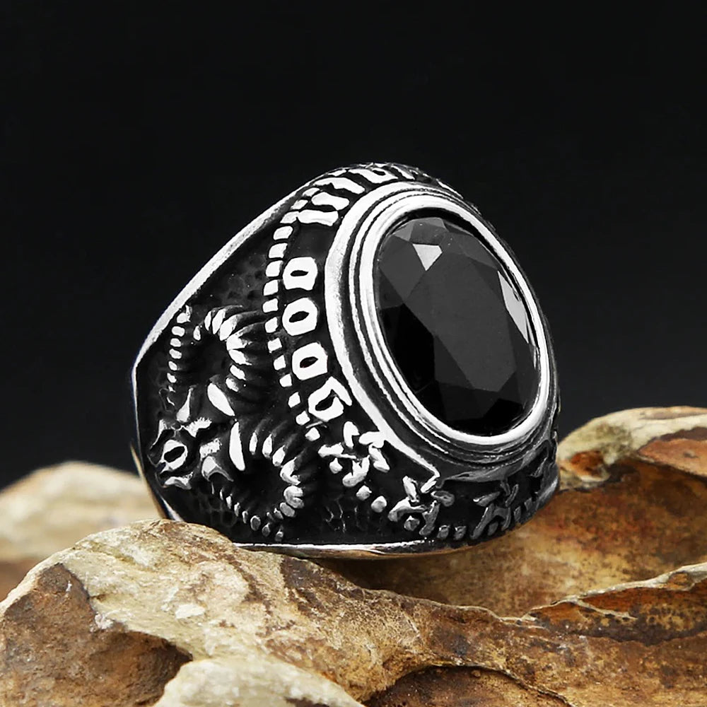 PENDRA Blackstone Gothic Black Stone Ring