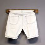 Summer Thin Luxury Designer Slim-Fit Men's Jeans Shorts Boyfriend White Color Striped Street Wear Cotton Casual Short Trousers