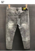 High-end Hot Diamond Jeans Men's Spring and Autumn Tide Brand Slim-fitting Small Feet Tiger Print Gray Casual Men Trousers Man