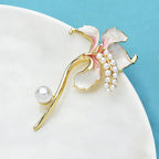 PENDRA Pearlfleur Enamel Pearl Flower Brooch