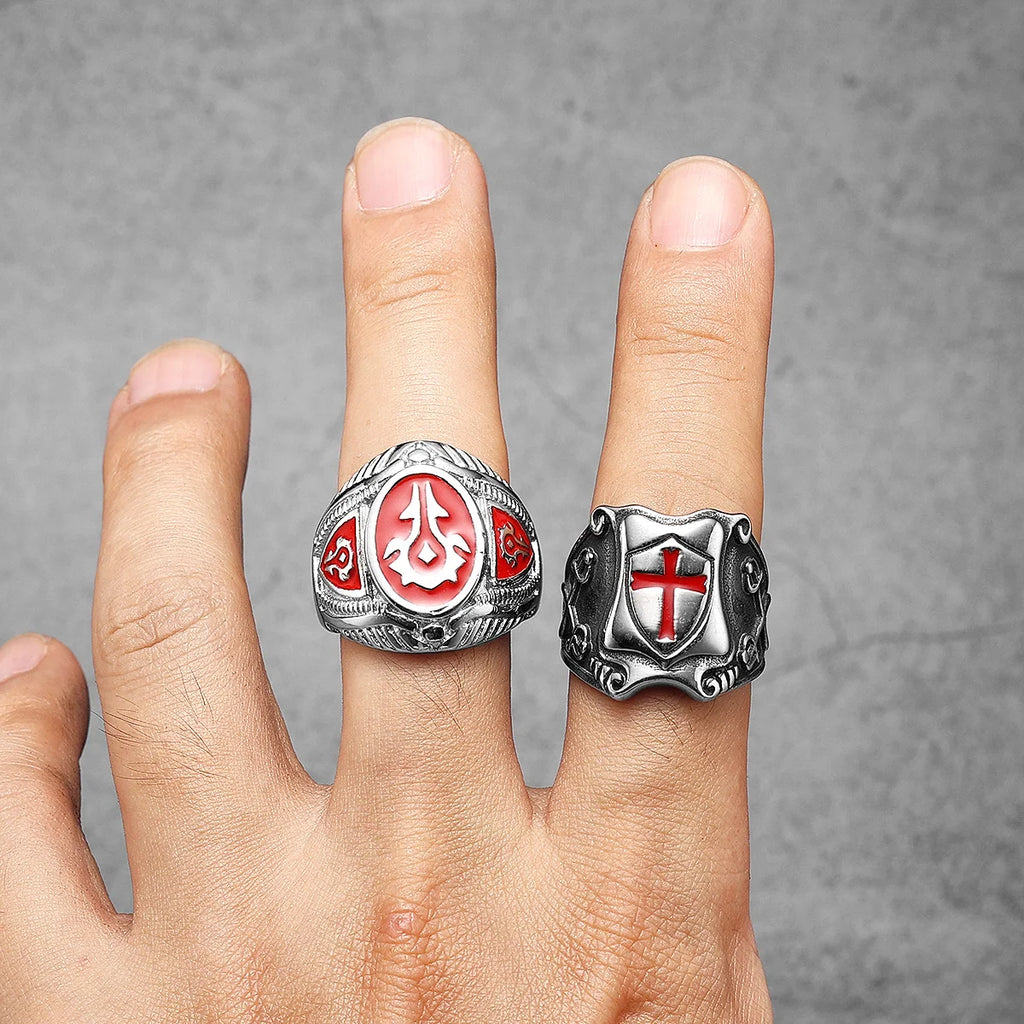 PENDRA Catholic Crusader Cross Steel Ring