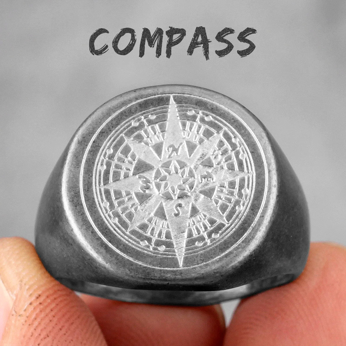 PENDRA Compass World Map Steel Ring
