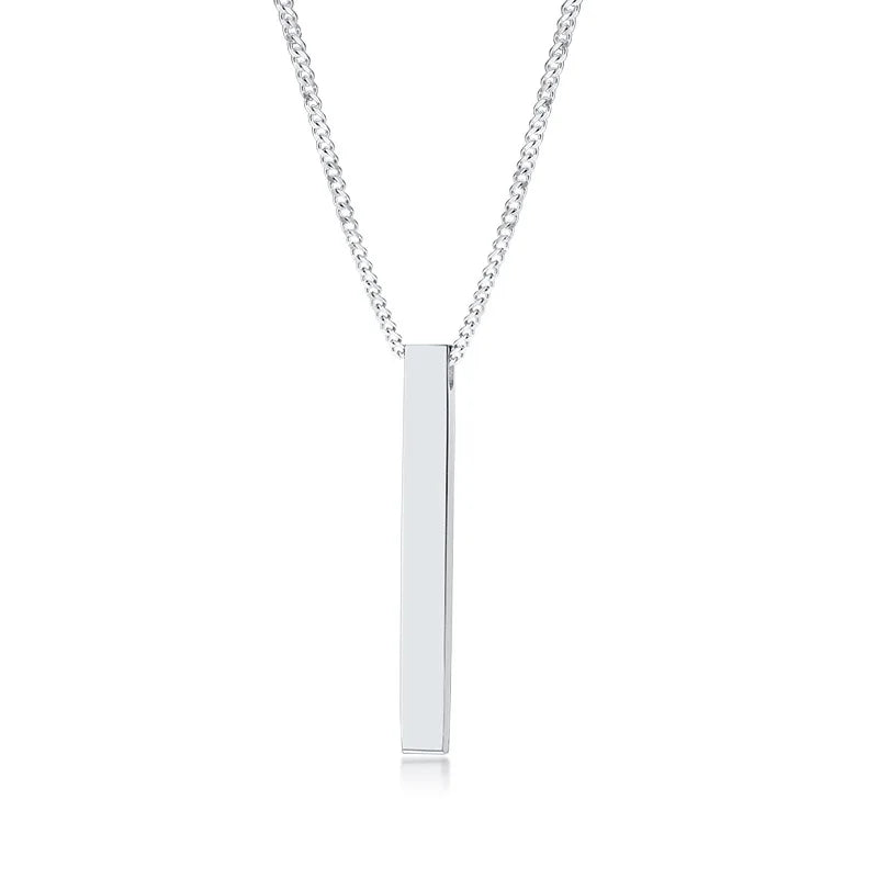 Mens Vertical Bar Necklaces,Stacking Stainless Steel Geometric Pendant with Wheat Rope Cuban Chain,Male Jewelry Gift