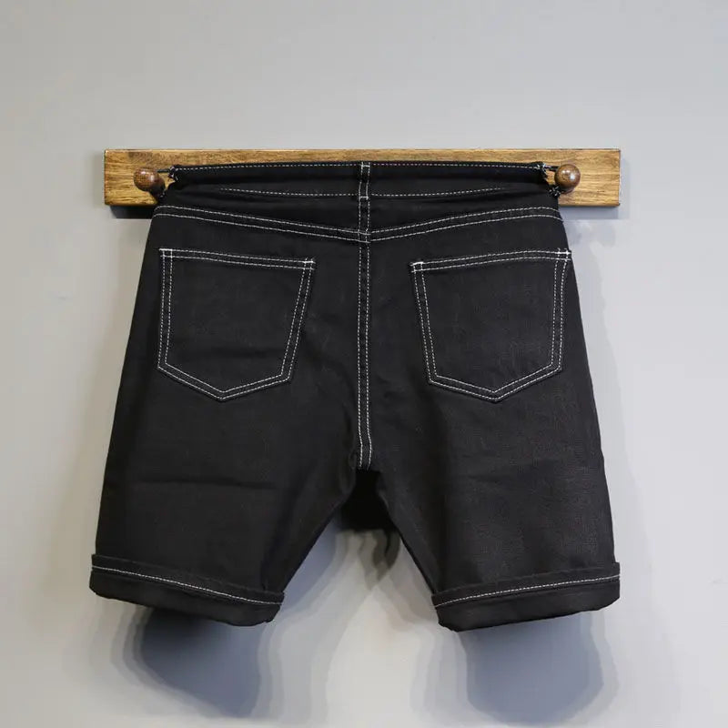 Summer Thin Luxury Designer Slim-Fit Men's Jeans Shorts Boyfriend White Color Striped Street Wear Cotton Casual Short Trousers
