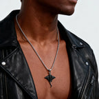 Men's Stainless Steel Devil Fish Necklace,Punk Vintage 3D Devil Fish Pendant Necklace,Shark Enthusiast Gift