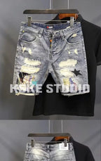 PENDRA Denim Embroidered Distressed Streets Pants