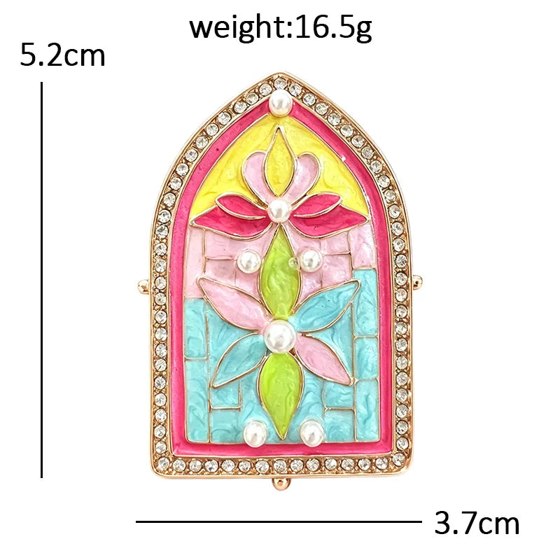 PENDRA Windowflora Vintage Enamel Flower Window Brooch
