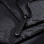 Vertical Long Bar Pendant Necklaces for Men Boys,Stainless Steel Cutting Flower Pendant Necklaces,Casual Jewelry