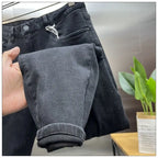 New Arrival Spring Autumn Casual Denim Slim Fit Jeans for Men with Knee Zipper Eye Designer and Vintage Black Jeans Men's Luxury
