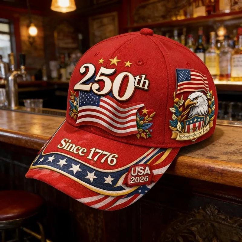 USA Patriotic Baseball Cap Featuring Stars And Stripes - Adjustable And Windproof for The 250Th Independence Day Celebration, Pu