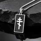 PENDRA Square Enamel Orthodox Pendant Necklace