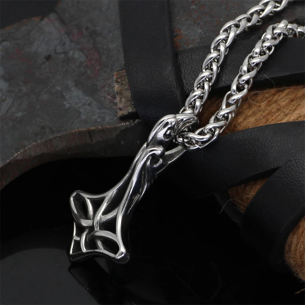 PENDRA Celtic Knot Rune Steel Necklace