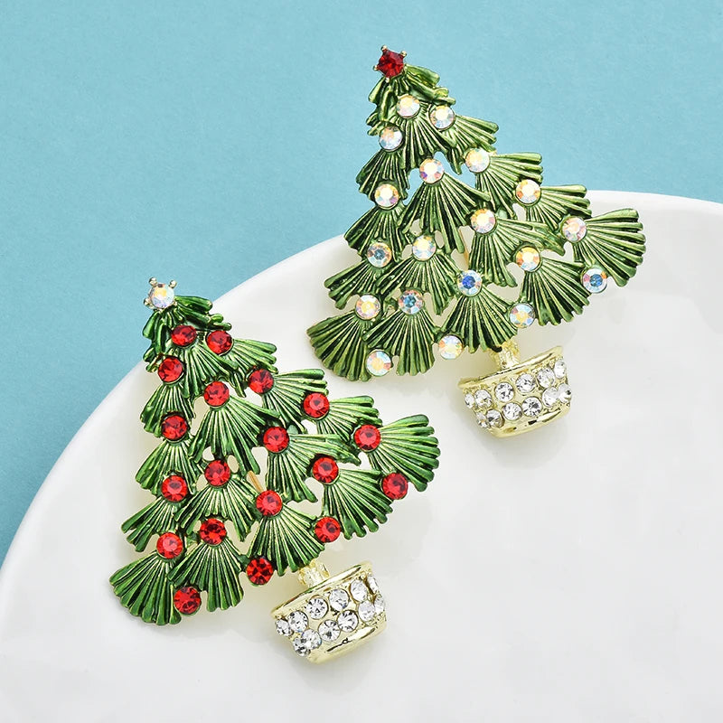 PENDRA Noelina 2-Color Enamel Christmas Tree Brooch