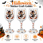 Spooky Halloween Wine Goblet with Sticker Design Witch Ghost Pumpkin Cat Decorative Stemmed Glass for Party Home Bar
