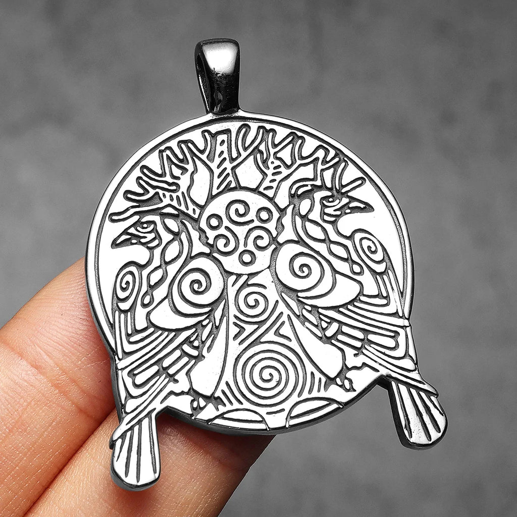 PENDRA Tree Raven Steel Necklace