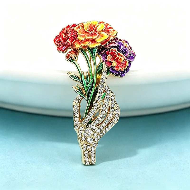 PENDRA Florabelle Multicolor Enamel Flower Brooch