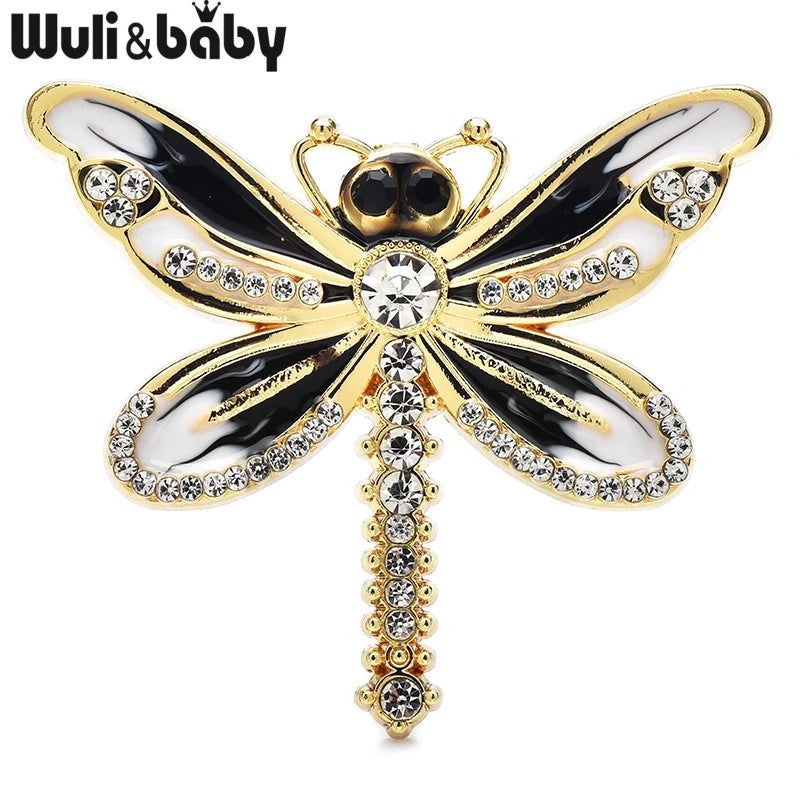 Wuli&baby Cute Dragonfly Brooches Pins For Women Unisex 4-color Enamel Insects Casual Party Badge Pins Gifts