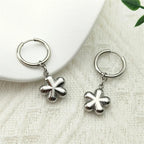 Stainless Steel Y2K Plum Blossom Hoop Earrings for Women Silver Color Aesthetics Flower Hip Hop Earring Jewelry EZZZ796-3S06