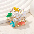 PENDRA Pearlora Enamel Pearl Flower Brooch