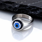 Hip Hop Evil Eye Ring for Men,Stainless Steel Blue Devil's Eye Signet Ring,Punk Eyeball Jewelry Gift