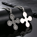 Saint Benedict Pendant Necklace for Men,Stainless Steel Religious Cross Pendant Necklace,Faith Prayer Jewelry