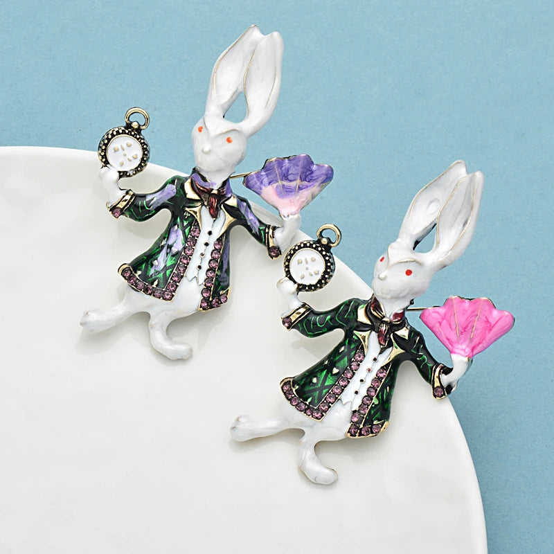 PENDRA Whimsy Enamel Rabbit Brooch
