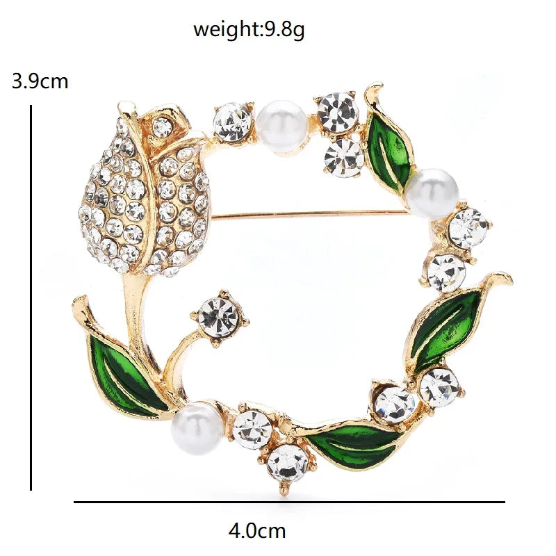 PENDRA Tulipwreath Tulip Flower Wreath Brooch