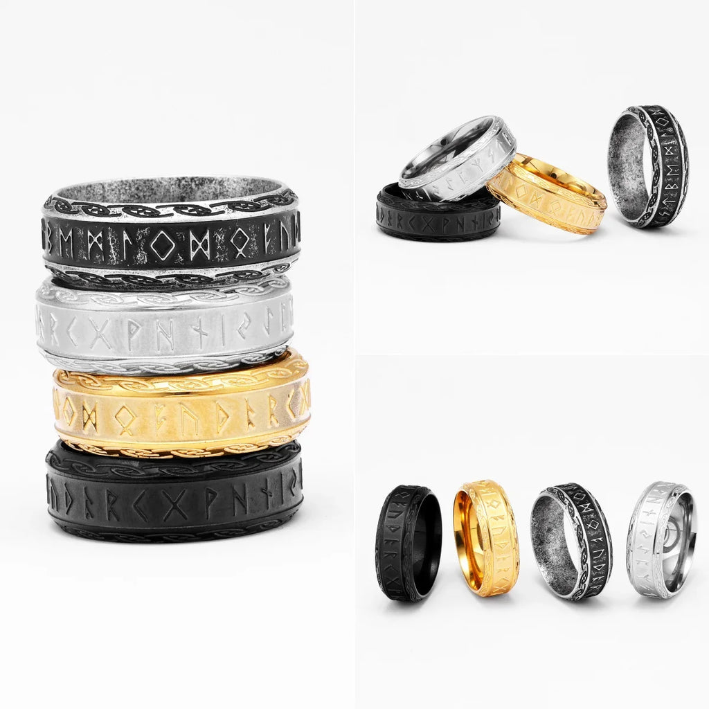 PENDRA Runes Rock Stranger Steel Ring