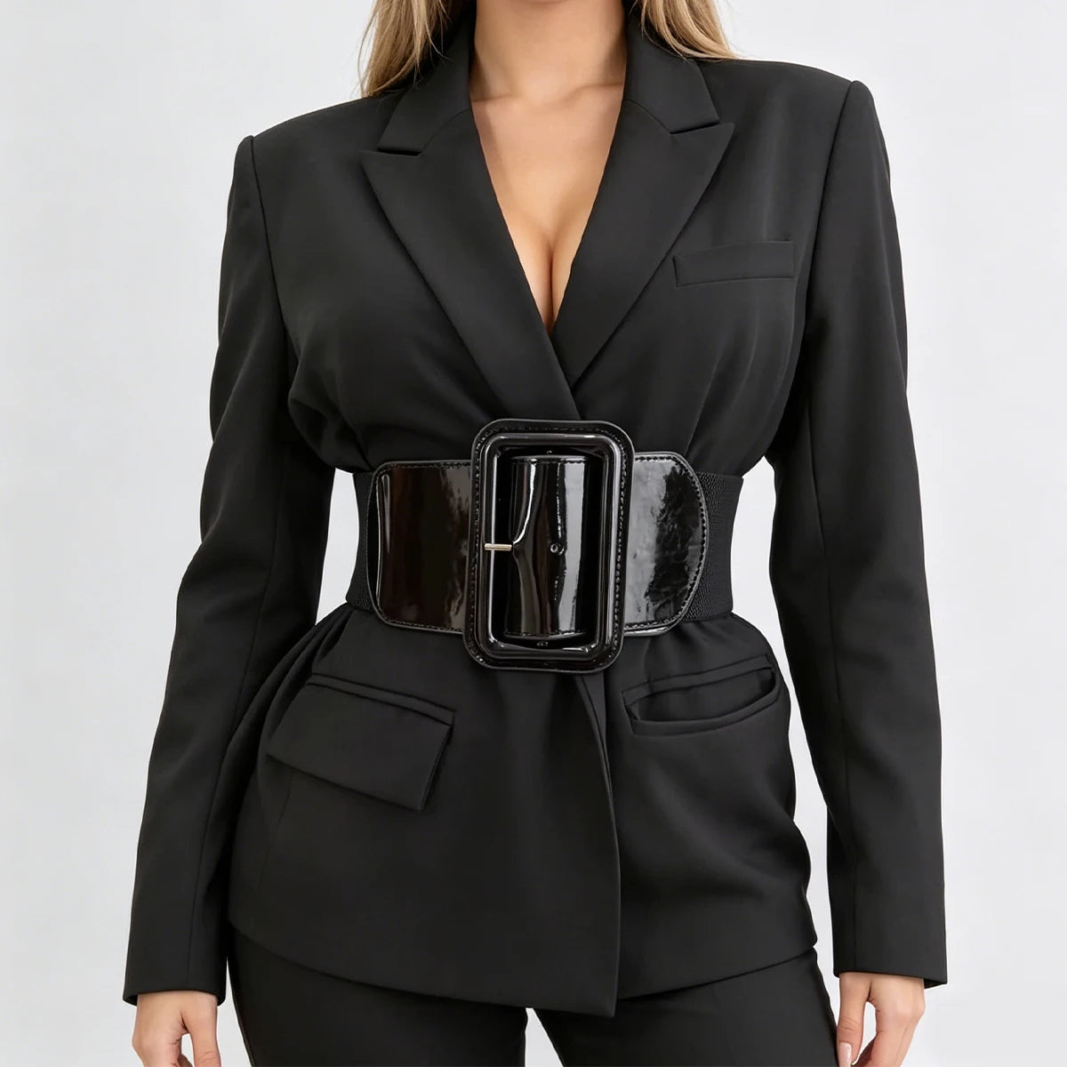 Vintage Plus Size Stretch Cummerbunds Elastic Wide Side Corset Belt Leather Square Buckle Dress Waistband For Women