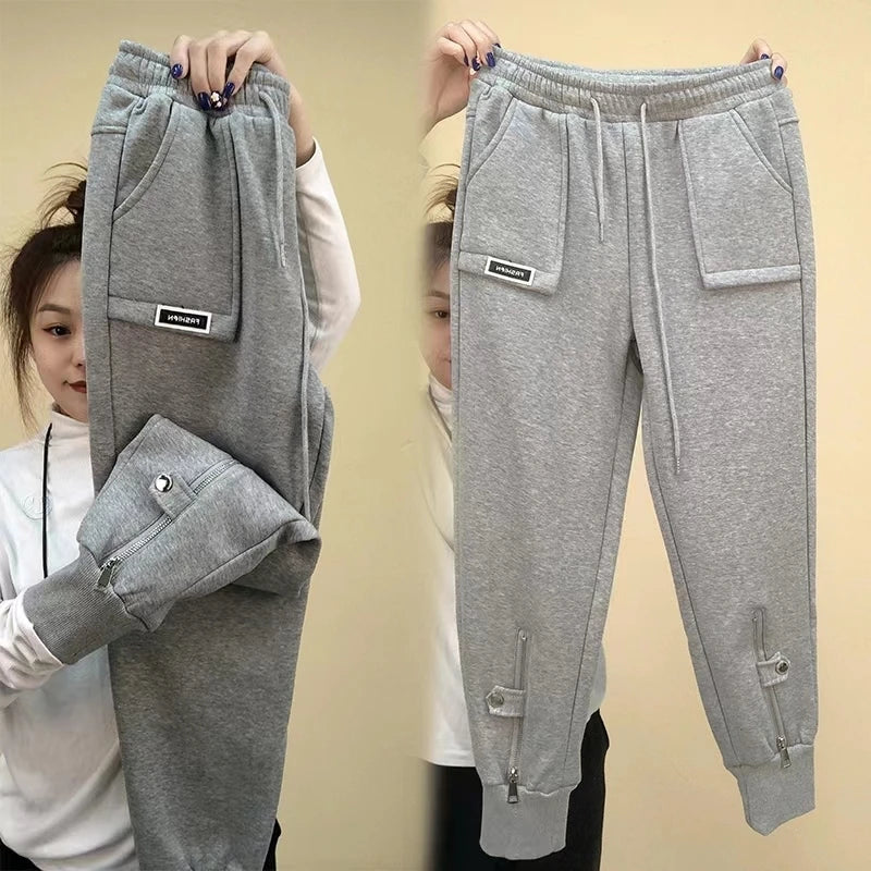 PENDRA Velvet Lined Elastic Waist Harem Pants