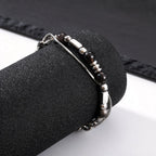 Hip Hop Natural Stone Beaded Bracelet for Men,Stainless Steel Adjustable Chain Wristband,New Stacked Jewelry Gift