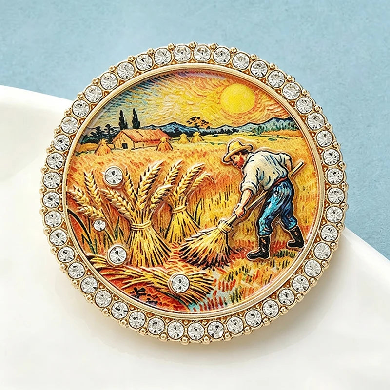 PENDRA Famous Picture Round Brooch