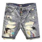 PENDRA Denim Embroidered Distressed Streets Pants