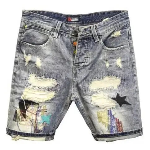 PENDRA Denim Embroidered Distressed Streets Pants