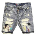 PENDRA Denim Embroidered Distressed Pants