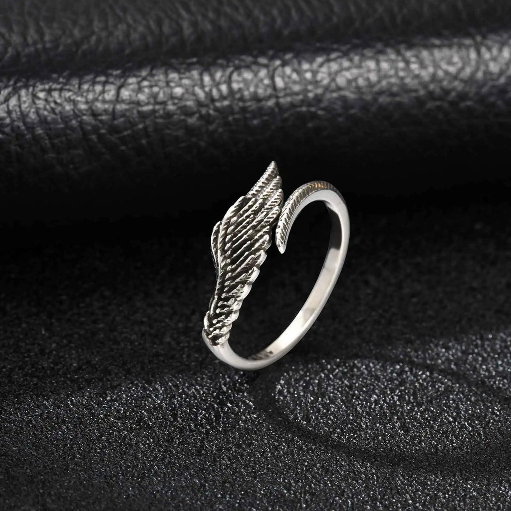 Retro Wings Ring for Men,Gothic Devil Wings Adjustable  Metal Ring,Punk Hip Hop Jewelry Gift