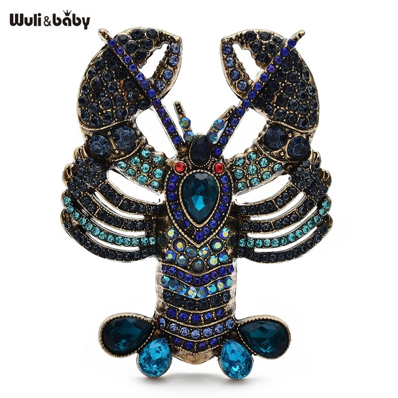 PENDRA Coastal Lobster Vintage Rhinestone Brooch